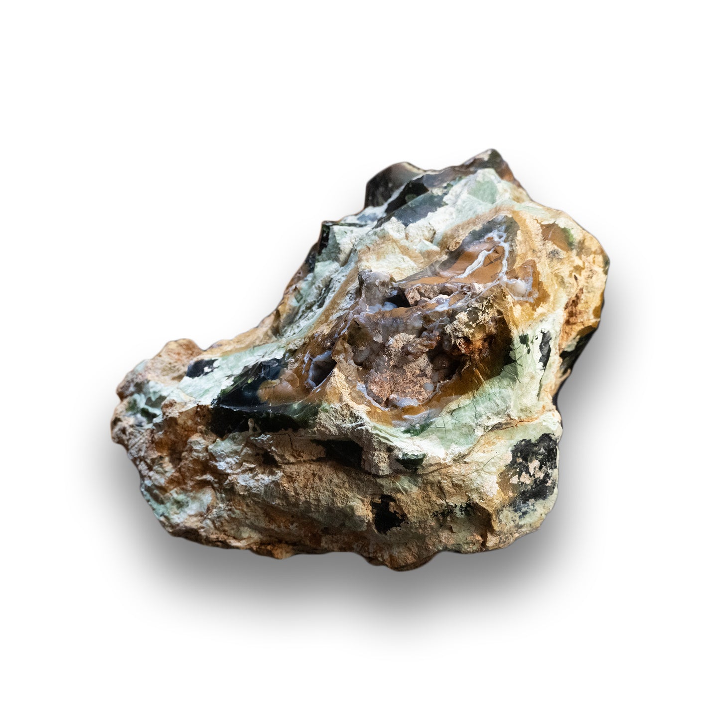 🟩 10" Green Opal Specimen with Layered Crystal Formation | Raw Collector’s Stone