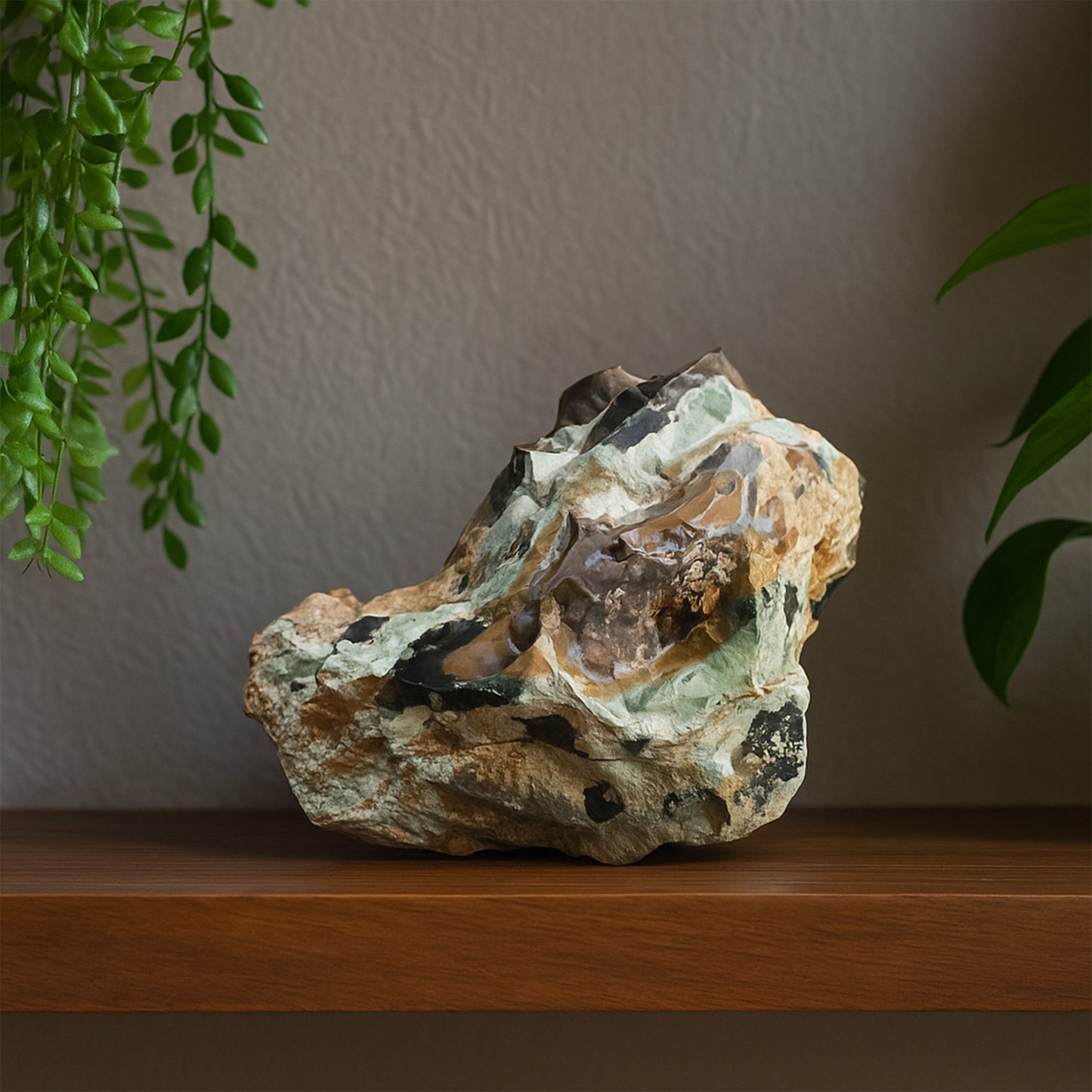 🟩 10" Green Opal Specimen with Layered Crystal Formation | Raw Collector’s Stone